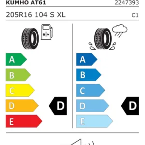 Anvelopa All Season Kumho AT61 205/-R16 104S/XL/D/D/B-72dB[DOT 2023] - imagine 2